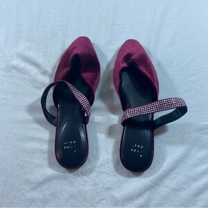 A new day Target Flats Shoes Velvet Red Black Rhinestone Embellished Flats NWOT